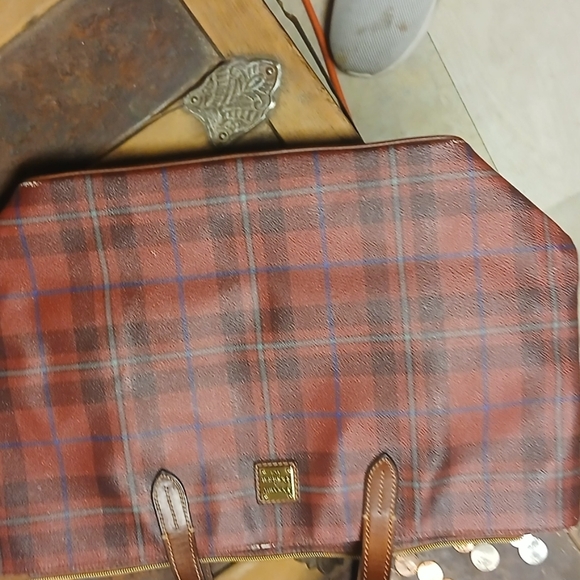 Dooney & Bourke Red and Brown Plaid Shoulder Bag - Picture 3 of 3